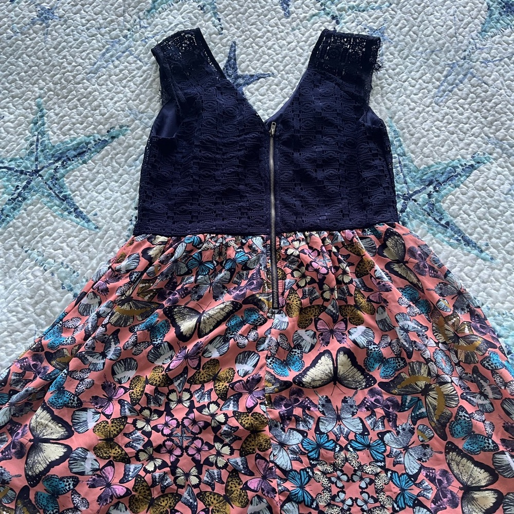 Floral Butterfly Dress - Navy and Pink